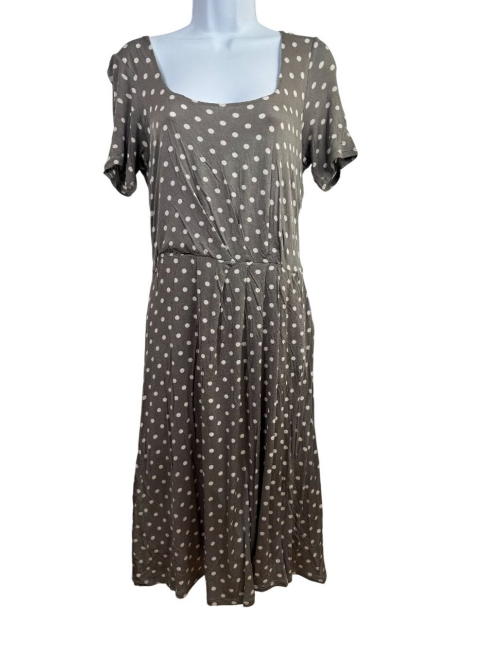 MaxMara Womens Polka Dot Short Sleeve Midi Dress Gray White Size 46 Old money 12